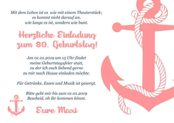 Maritime Einladungskarten zum Geburtstag