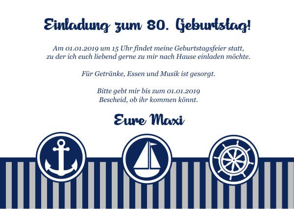 Maritime Einladungskarten zum Geburtstag