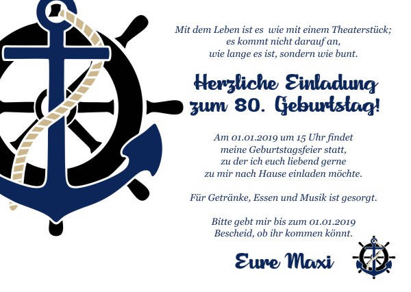 Maritime Einladungskarten zum Geburtstag