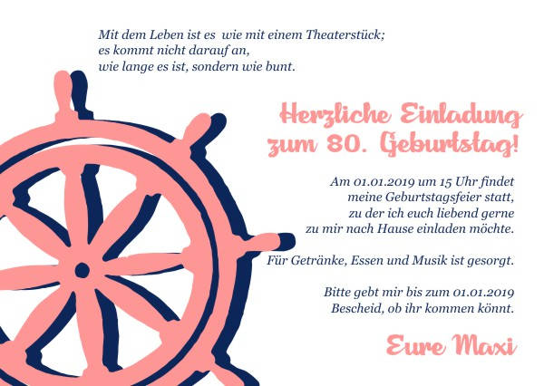 Maritime Einladungskarten zum Geburtstag