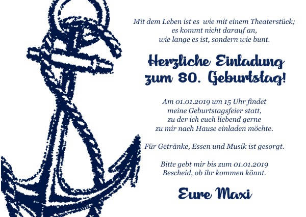 Maritime Einladungskarten zum Geburtstag