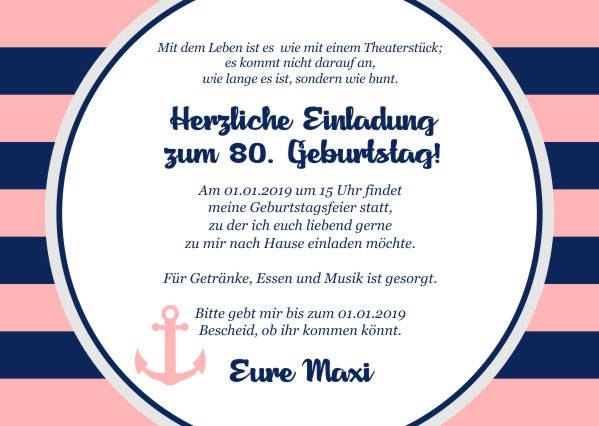 Maritime Einladungskarten zum Geburtstag