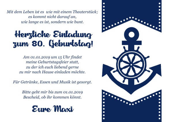 Maritime Einladungskarten zum Geburtstag