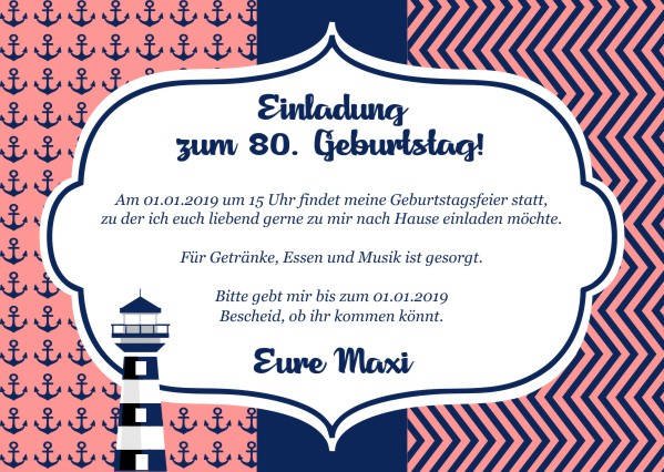 Maritime Einladungskarten zum Geburtstag