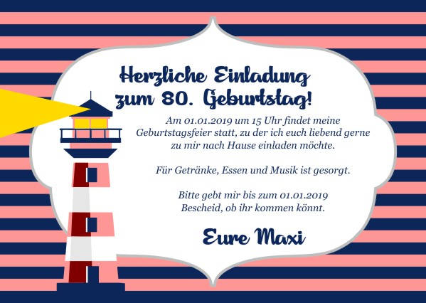 Maritime Einladungskarten zum Geburtstag