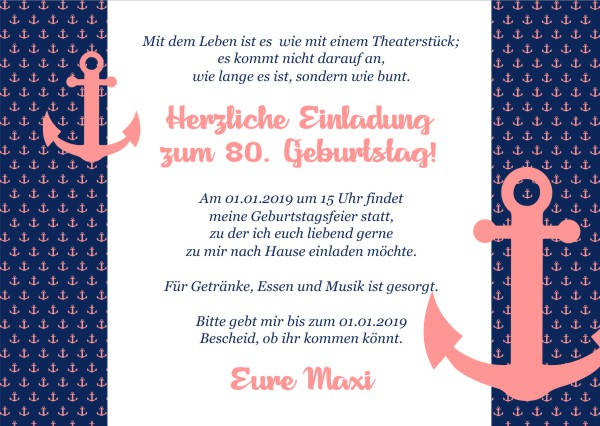 Maritime Einladungskarten zum Geburtstag