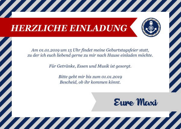 Maritime Einladungskarten zum Geburtstag