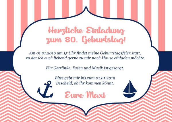 Maritime Einladungskarten zum Geburtstag