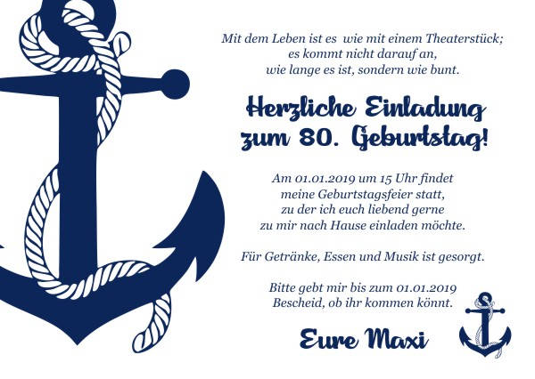 Maritime Einladungskarten zum Geburtstag