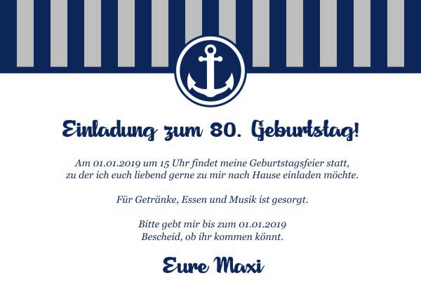 Maritime Einladungskarten zum Geburtstag