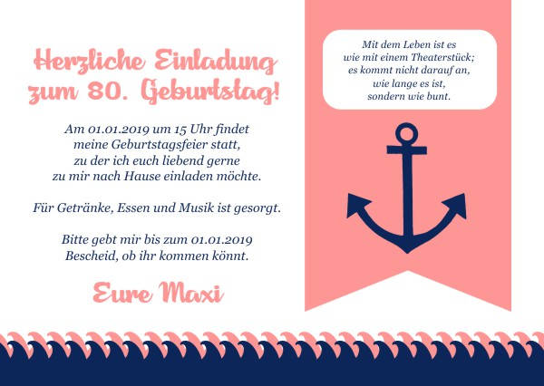 Maritime Einladungskarten zum Geburtstag