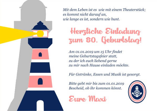 Maritime Einladungskarten zum Geburtstag