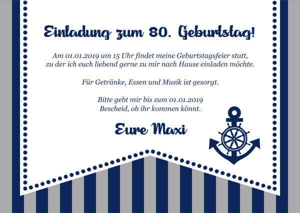 Maritime Einladungskarten zum Geburtstag