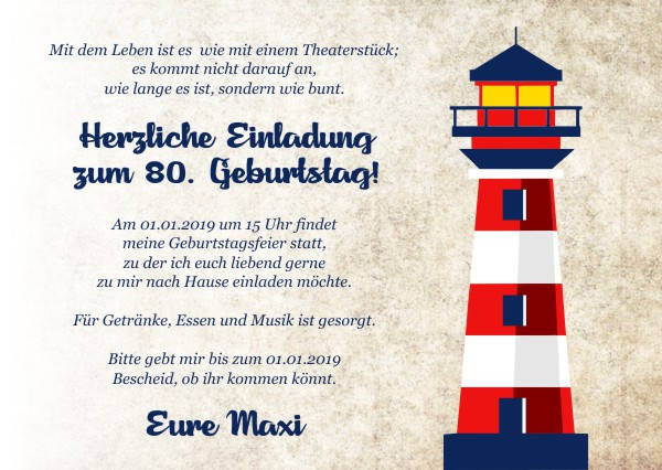 Maritime Einladungskarten zum Geburtstag