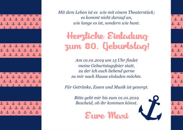 Maritime Einladungskarten zum Geburtstag