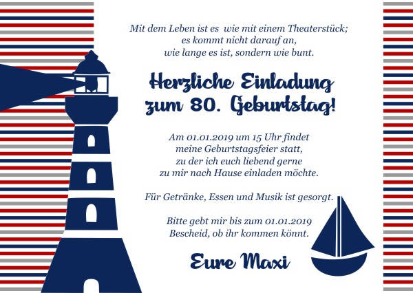 Maritime Einladungskarten zum Geburtstag