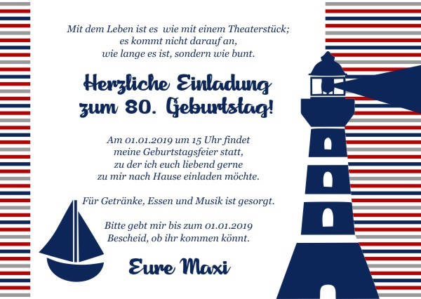 Maritime Einladungskarten zum Geburtstag