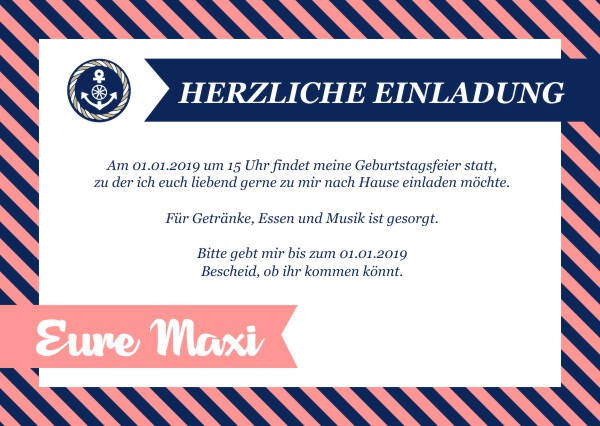 Maritime Einladungskarten zum Geburtstag