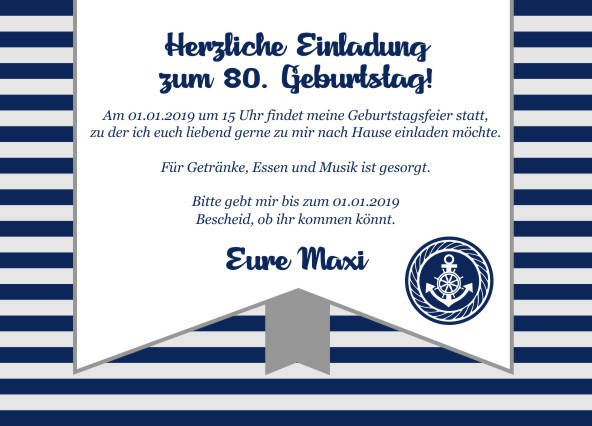 Maritime Einladungskarten zum Geburtstag