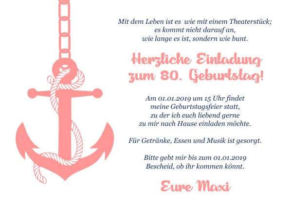 Maritime Einladungskarten zum Geburtstag