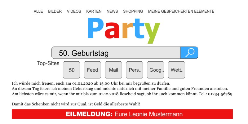 Originelle Einladungskarten zum 50 Geburtstag