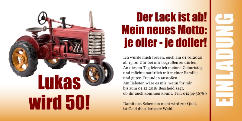 Originelle Einladungskarten zum 50 Geburtstag