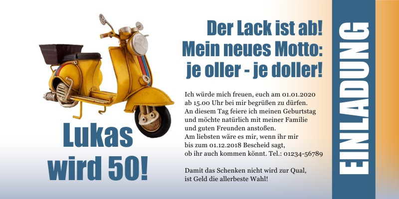 Originelle Einladungskarten zum 50 Geburtstag