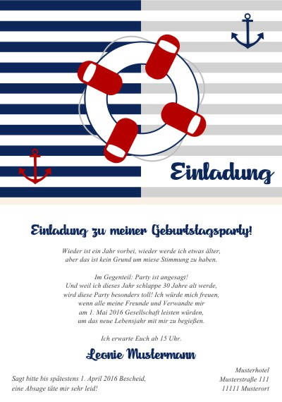 Maritime Einladungskarten Geburtstag