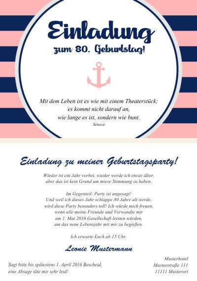 Maritime Einladungskarten Geburtstag