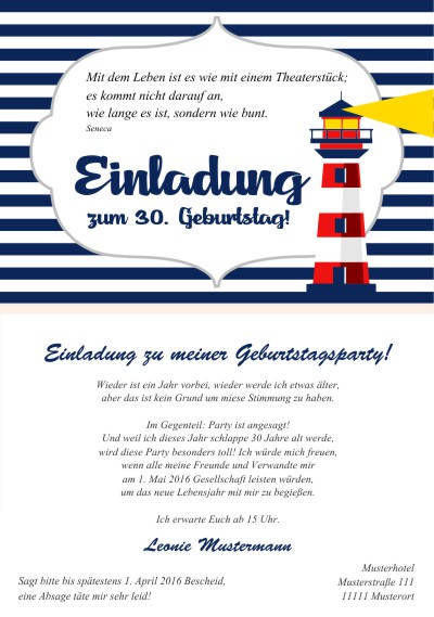 Maritime Einladungskarten Geburtstag