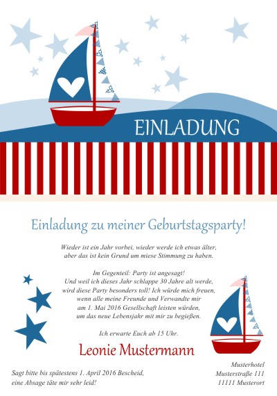 Maritime Einladungskarten Geburtstag