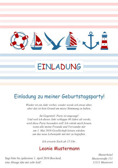 Maritime Einladungskarten Geburtstag