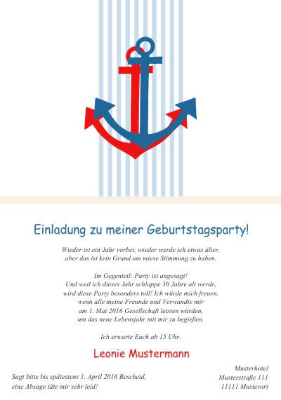 Maritime Einladungskarten Geburtstag