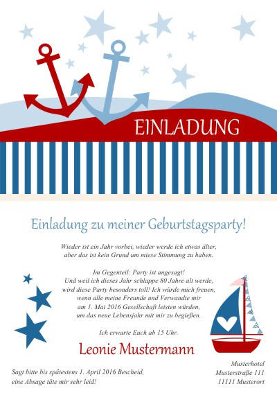 Maritime Einladungskarten Geburtstag