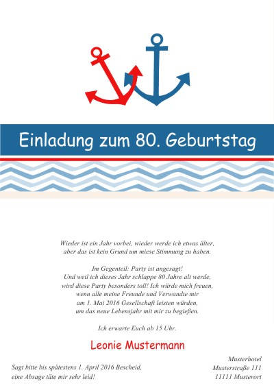 Maritime Einladungskarten Geburtstag