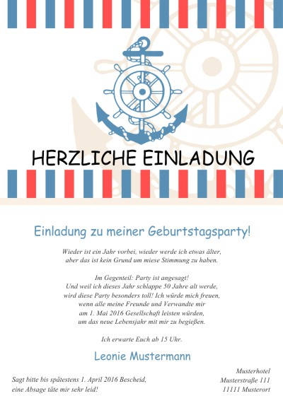 Maritime Einladungskarten Geburtstag