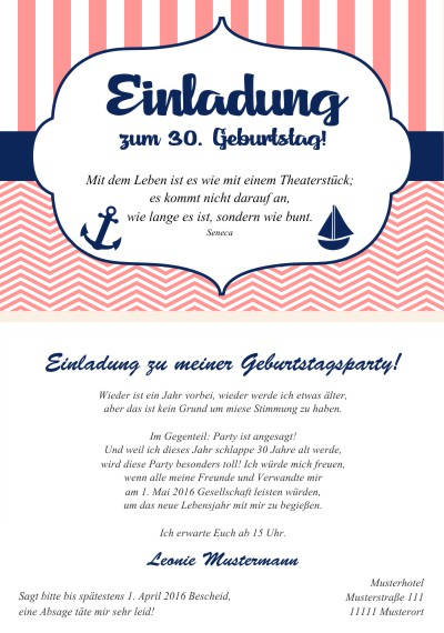 Maritime Einladungskarten Geburtstag