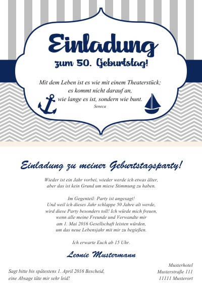 Maritime Einladungskarten Geburtstag