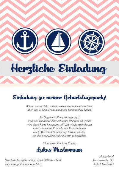 Maritime Einladungskarten Geburtstag