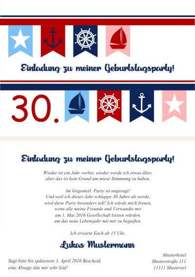 Maritime Einladungskarten Geburtstag