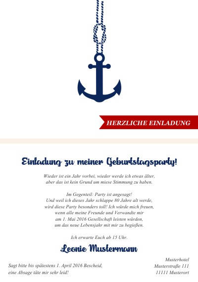 Maritime Einladungskarten Geburtstag