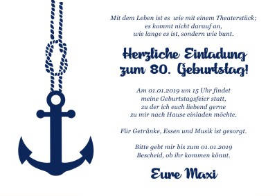 Maritime Einladungskarten Geburtstag