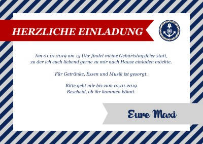 Maritime Einladungskarten Geburtstag