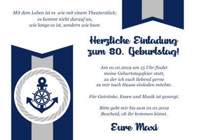 Maritime Einladungskarten Geburtstag