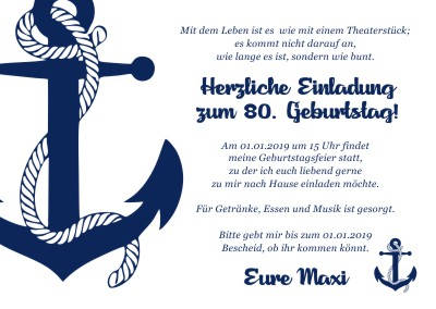 Maritime Einladungskarten Geburtstag