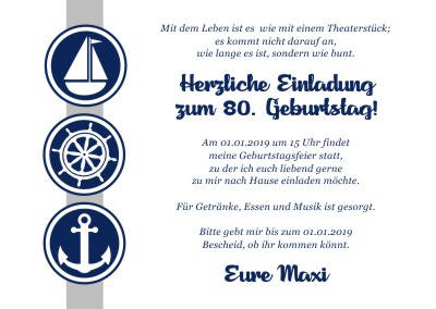 Maritime Einladungskarten Geburtstag