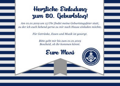 Maritime Einladungskarten Geburtstag