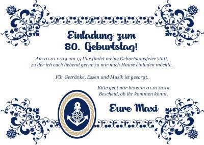 Maritime Einladungskarten Geburtstag