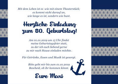 Maritime Einladungskarten Geburtstag