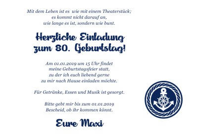 Maritime Einladungskarten Geburtstag